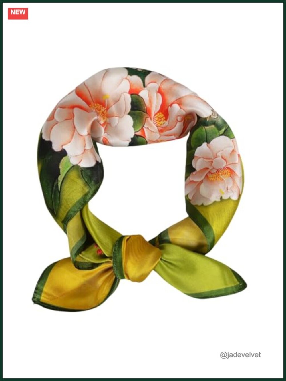 100% Mulberry Silk 21" Square Scarf Neckerchief Floral
